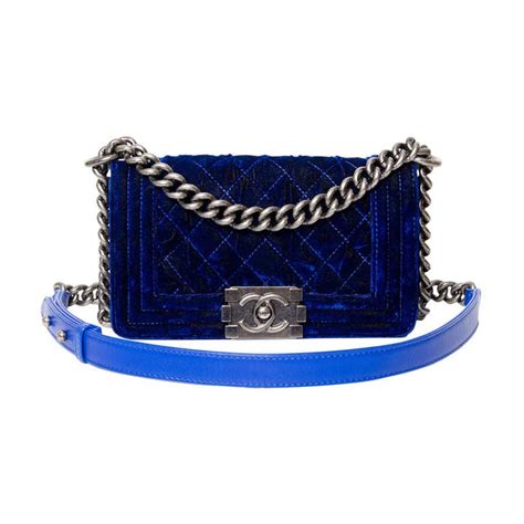 chanel boy bag blue velvet|chanel velvet bag price.